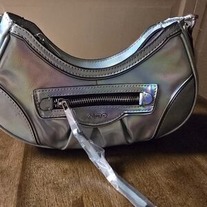 Aldo Silver Shoulder Bag with Sleek Metallic Finish